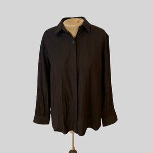 Theory Women's Virgin Wool Classic Shirt Size M Button‑Front. Capsule Wardrobe